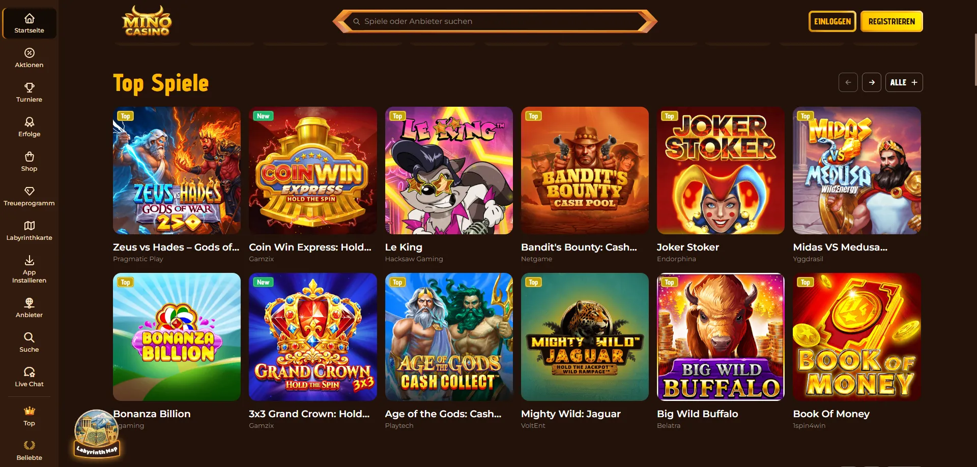 Catalogo mino slot e giochi di Mino Casino — oltre 9.000 titoli