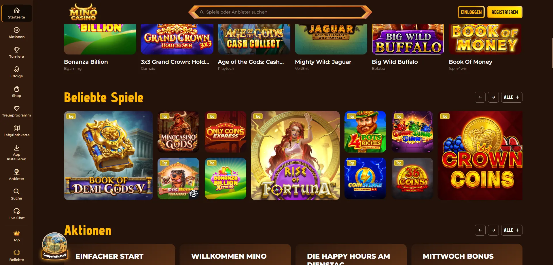 Giochi slot e promozioni settimanali su Mino Casino Italia