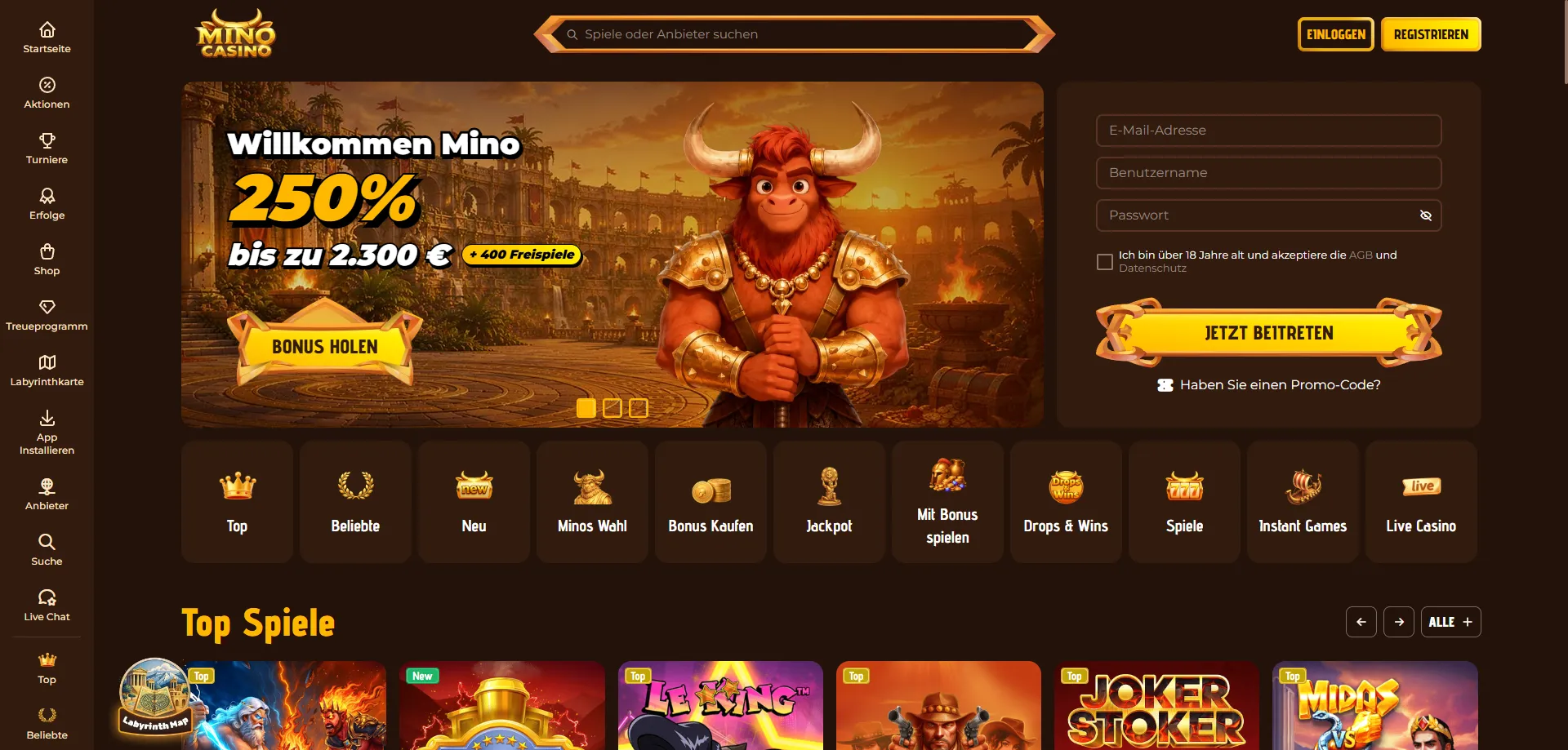 Panoramica offerte e promozioni Mino Casino per giocatori italiani