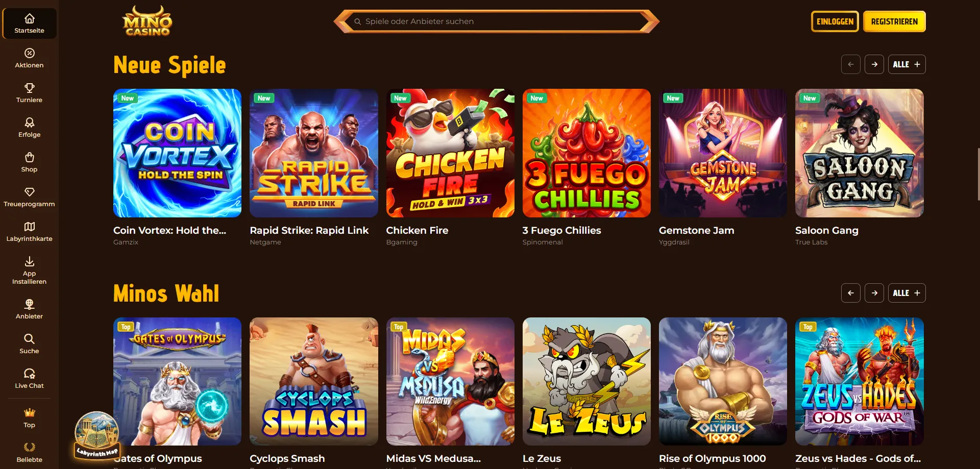 Giochi slot disponibili con il bonus di benvenuto Mino Casino