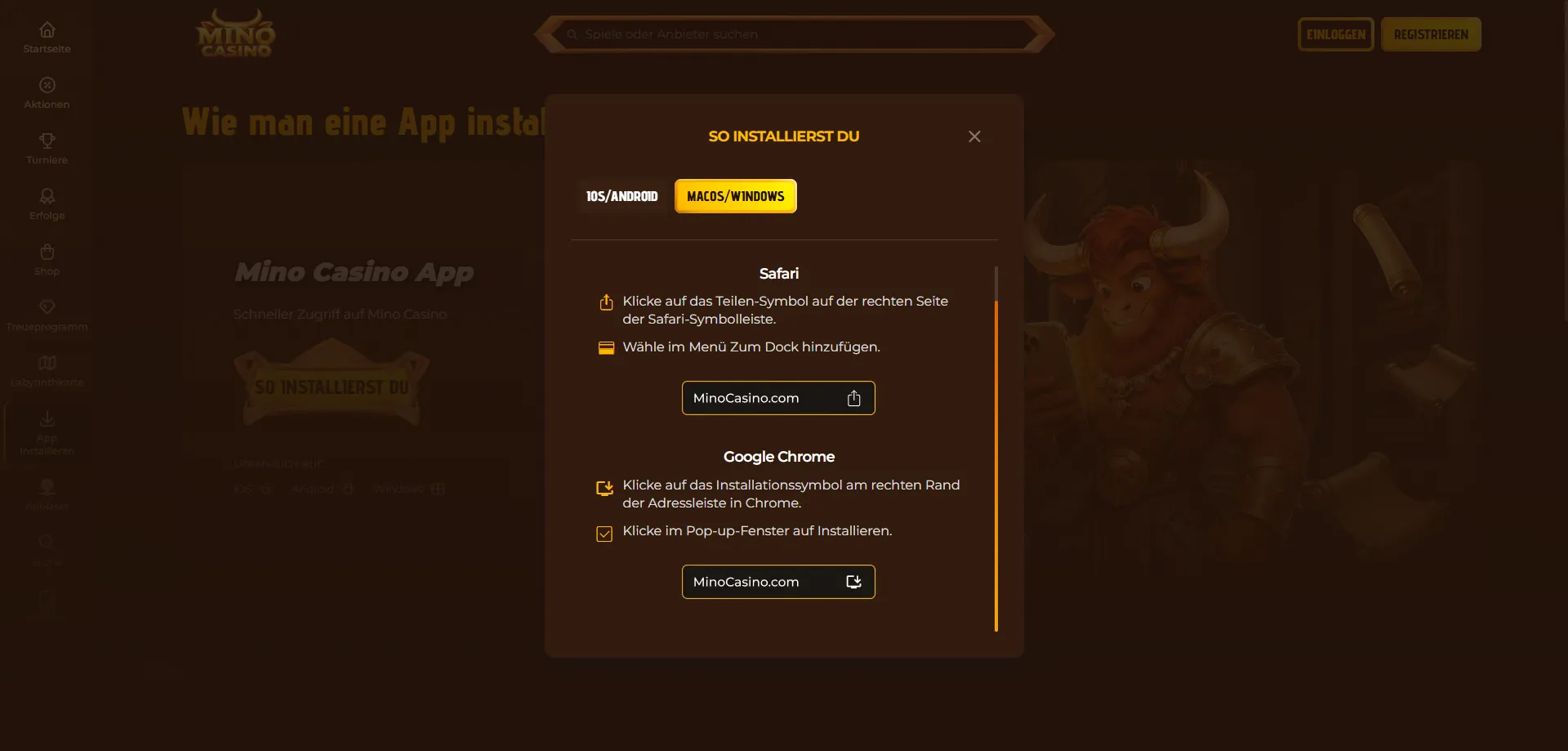 Mino Casino su mobile — gioca da smartphone senza app da scaricare